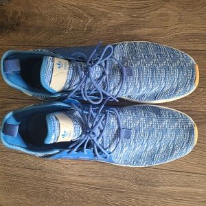 Adidas Blue Knit Athletic Sneakers